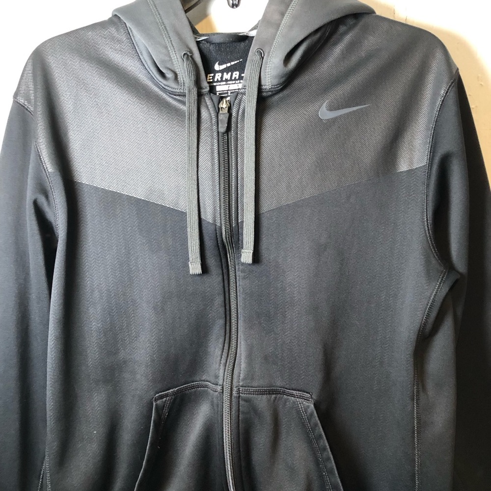 Nike Black and Gray Hooded Zip Up Jacket